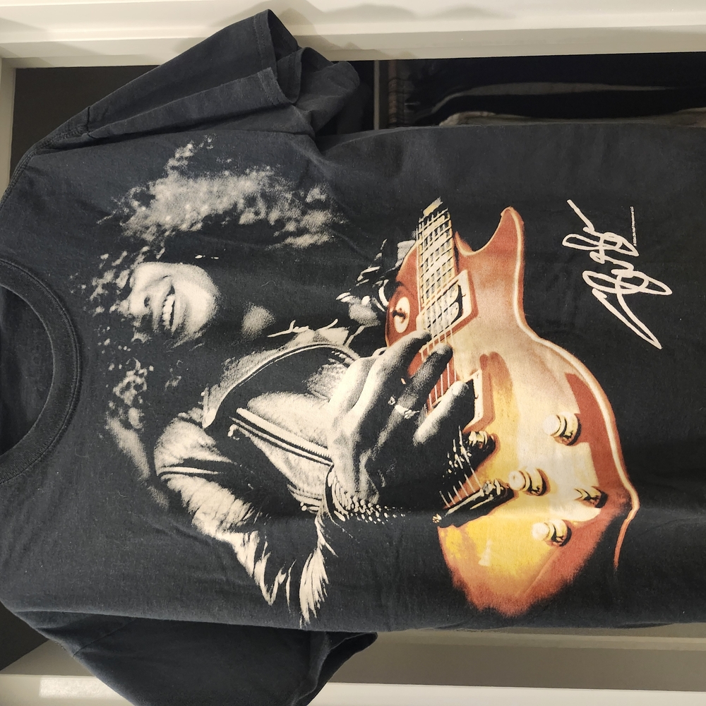 Black Graphic T-Shirt with Guitar Print